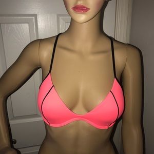 VIctoria Secret Pink Swim Strappy Neon & Black Top